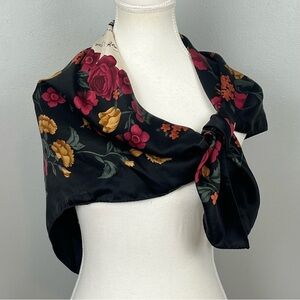Express Silk 100% silk rolled edge floral rose print scarf.